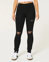 High-Rise Ripped Black Super Skinny Jeans