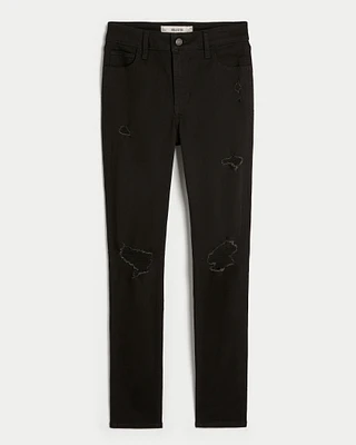 High-Rise Ripped Black Super Skinny Jeans