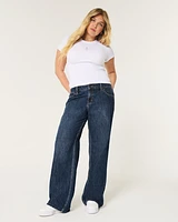 Low-Rise Dark Wash Baggy Jeans