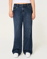 Low-Rise Dark Wash Baggy Jeans