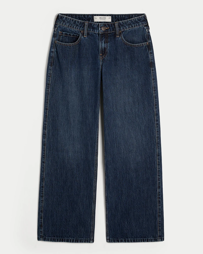 Low-Rise Dark Wash Baggy Jeans