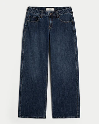 Low-Rise Dark Wash Baggy Jeans