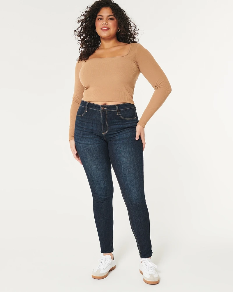 Curvy High-Rise Dark Wash Jean Leggings