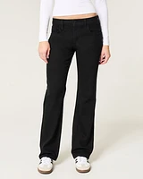 Low-Rise Black Relaxed Straight Jeans