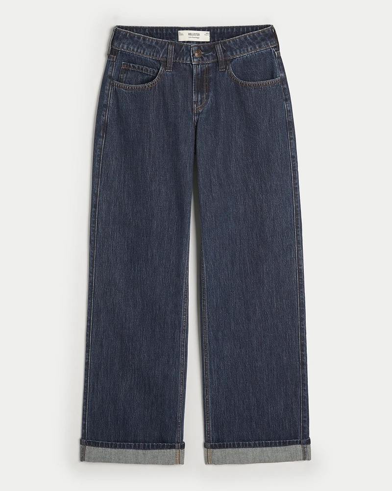 Low-Rise Dark Wash Baggy Jeans