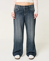 Low-Rise Dark Wash Baggy Jeans