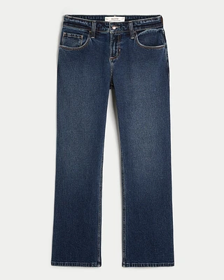 Low-Rise Dark Wash Relaxed Straight Jeans