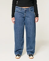 Low-Rise Medium Wash Tapered Baggy Jeans