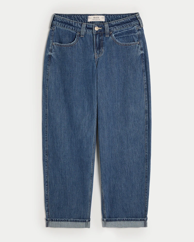 Low-Rise Medium Wash Tapered Baggy Jeans