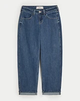 Low-Rise Medium Wash Tapered Baggy Jeans