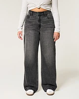 Ultra High-Rise Washed Black Baggy Jeans