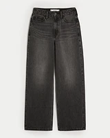 Ultra High-Rise Washed Black Baggy Jeans