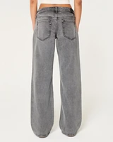 Low-Rise Washed Grey Baggy Jeans