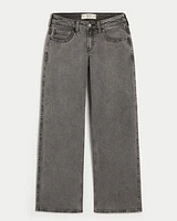 Low-Rise Washed Grey Baggy Jeans