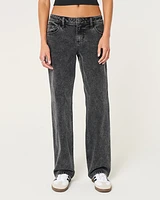 Low-Rise Washed Black Relaxed Straight Jeans