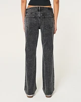 Low-Rise Washed Black Relaxed Straight Jeans