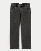 Low-Rise Washed Black Relaxed Straight Jeans