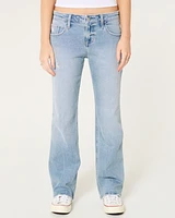 Low-Rise Distressed Medium Wash Relaxed Straight Jeans