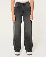 Curvy Ultra High-Rise Washed Black Baggy Jeans