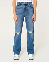 Curvy Ultra High-Rise Ripped Medium Wash Dad Jeans