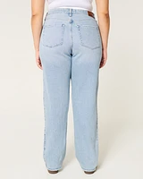 Curvy Ultra High-Rise Ripped Light Wash Dad Jeans