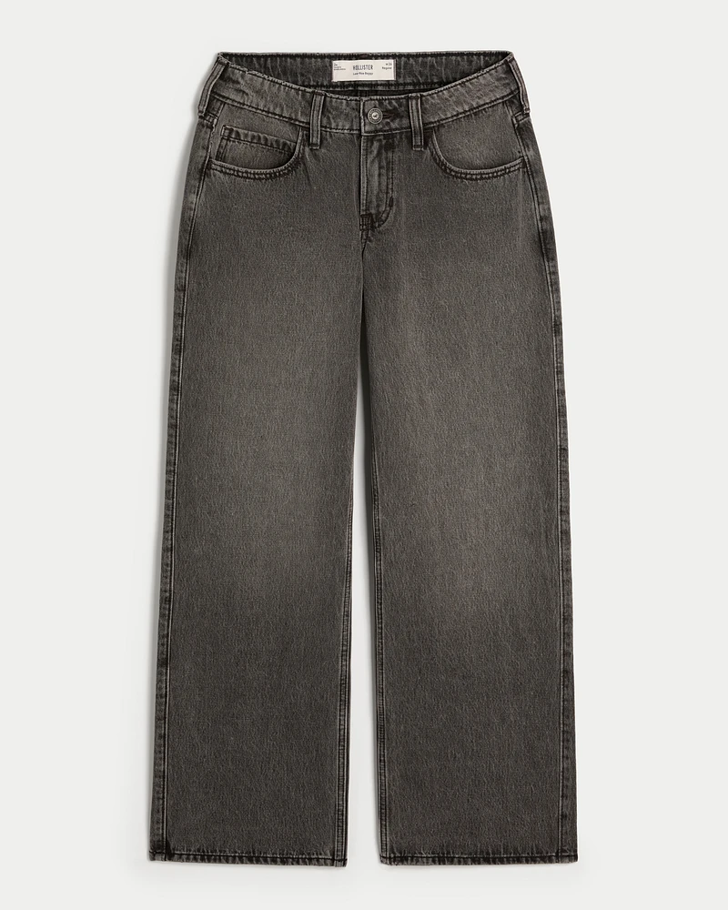 Low-Rise Washed Black Baggy Jeans