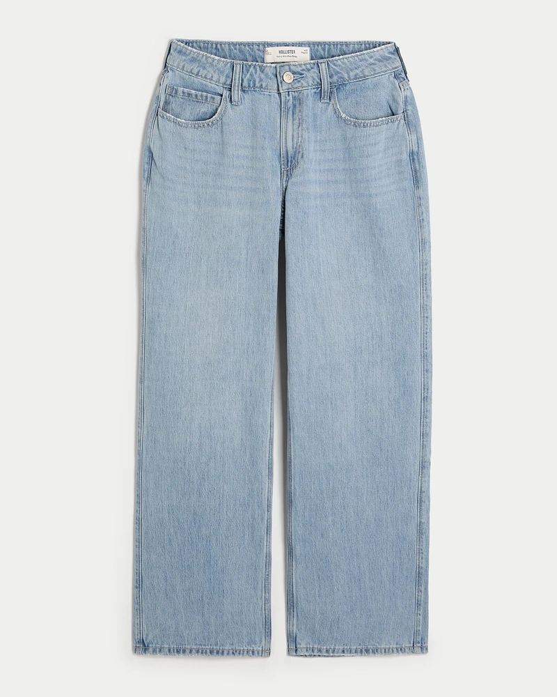 Curvy Mid-Rise Light Wash Baggy Jeans