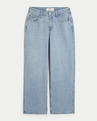 Curvy Mid-Rise Light Wash Baggy Jeans