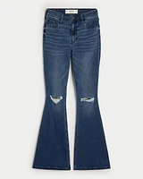 High-Rise Ripped Medium Wash Flare Jeans