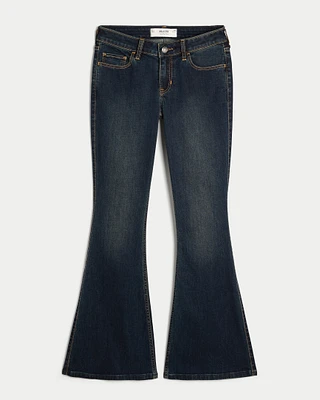 Low-Rise Dark Wash Flare Jeans