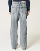 Low-Rise Medium Wash Relaxed Straight Jeans