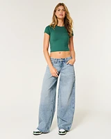 Low-Rise Light Wash Super Baggy Jeans