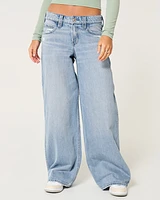 Low-Rise Distressed Light Wash Super Baggy Jeans