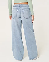 Low-Rise Distressed Light Wash Super Baggy Jeans