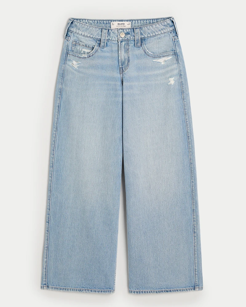 Low-Rise Distressed Light Wash Super Baggy Jeans