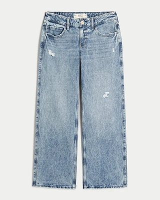 Low-Rise Distressed Medium Wash Baggy Jeans