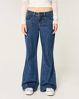 Low-Rise Dark Wash Baggy Flare Jeans