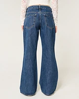 Low-Rise Dark Wash Baggy Flare Jeans