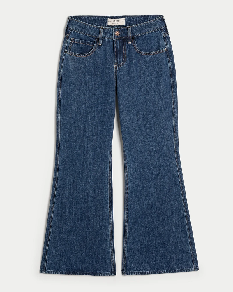 Low-Rise Dark Wash Baggy Flare Jeans