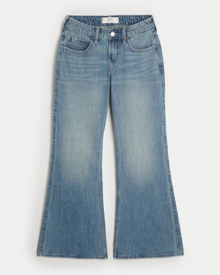 Low-Rise Medium Wash Baggy Flare Jeans