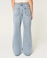 Low-Rise Light Wash Baggy Flare Jeans