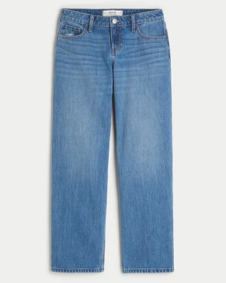 Low-Rise Medium Wash Loose Jeans