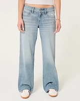 Low-Rise Distressed Medium Wash Baggy Jeans