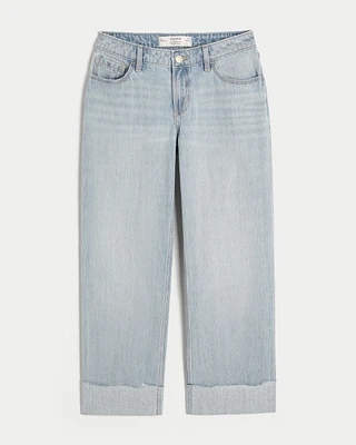 Low-Rise Light Wash Slouchy Straight Ankle Jeans