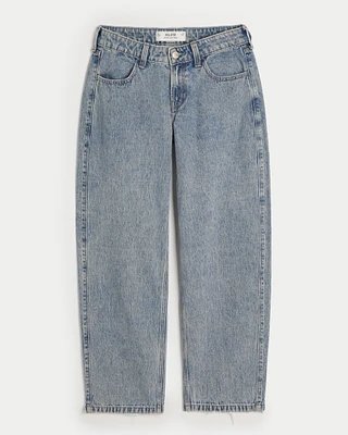 Low-Rise Light Wash Tapered Baggy Jeans