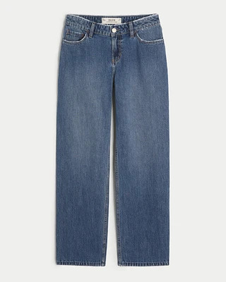 Low-Rise Dark Wash Slouchy Straight Jeans