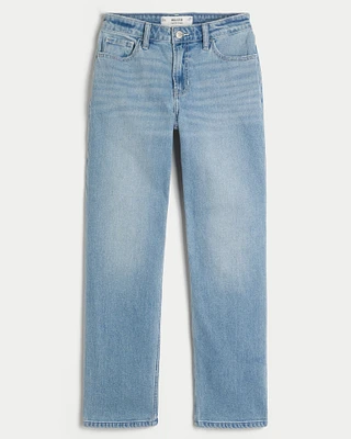 High-Rise Light Wash Straight Jeans