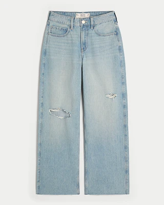 High-Rise Ripped Light Wash Baggy Jeans