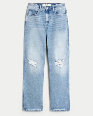 High-Rise Ripped Medium Wash Dad Jeans