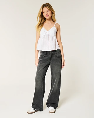Low-Rise Washed Black Baggy Jeans